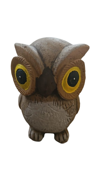 Large-Eyed Owl Cement Ornament