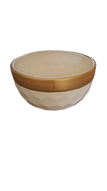 Ceramic Dimples White & Gold Pot