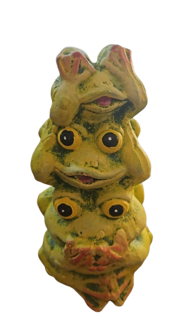 Three-Frog Totem Cement Ornament