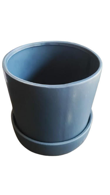 Pot With Driptray Dark Blue Large