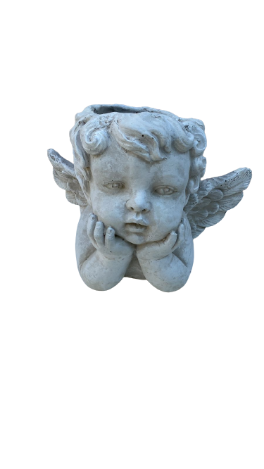 Cement Angel Head Planter Ornament Large