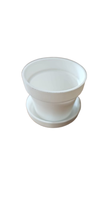 White Plastic Pot & Saucer 4cm