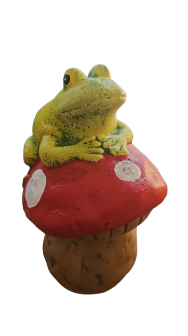 Frog on Toadstool Cement Ornament