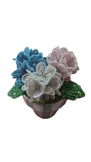 Beaded Hydrangea Pot