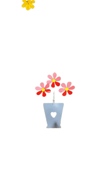 Heart Flower Pot Metal Ornament