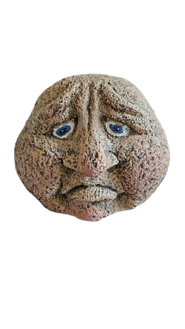 Moon Rock Heads Cement Ornament