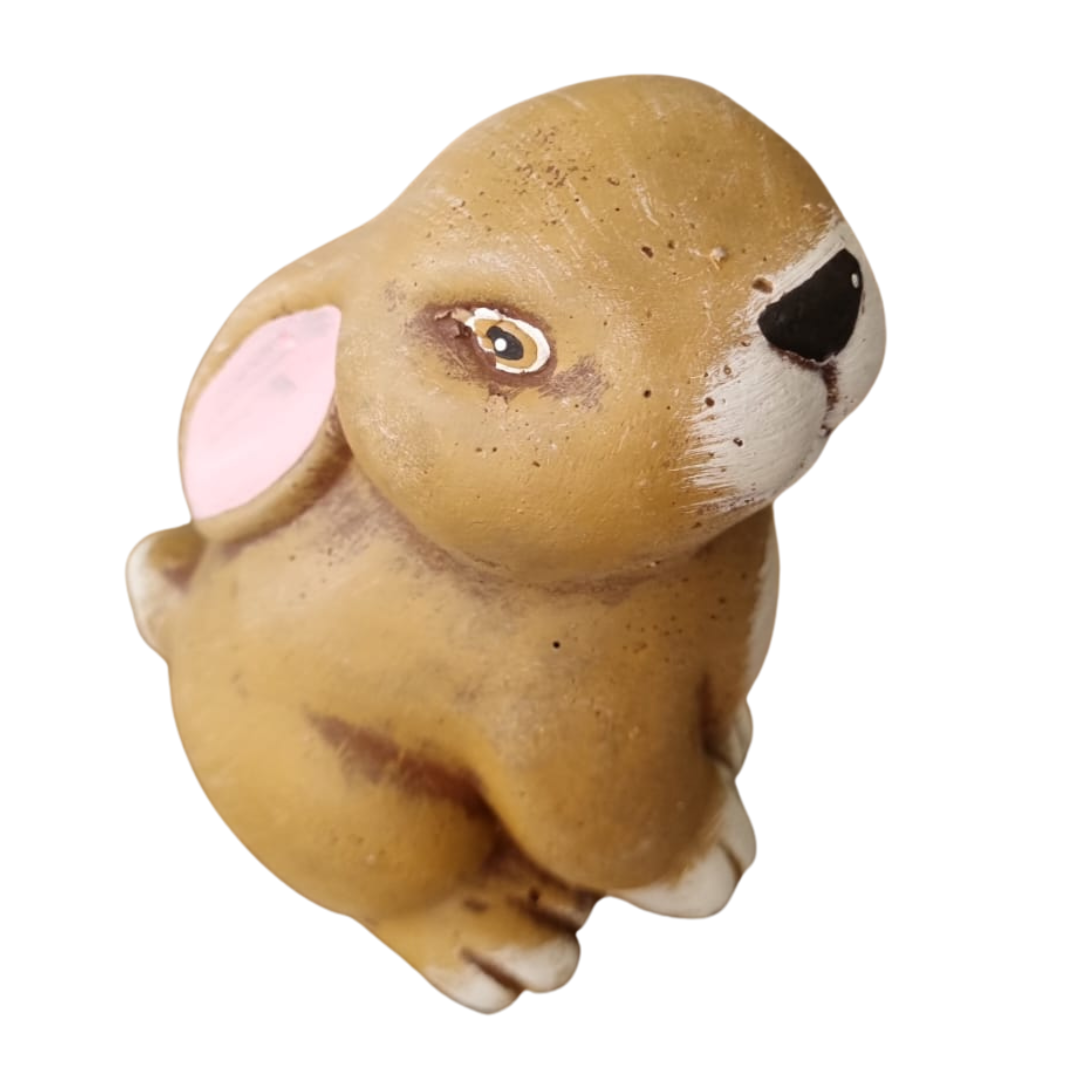 Sitting Cement Rabbit Painted Ornament. (C9-P)
