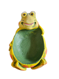 Frog With Leaf Bowl Cement Ornament