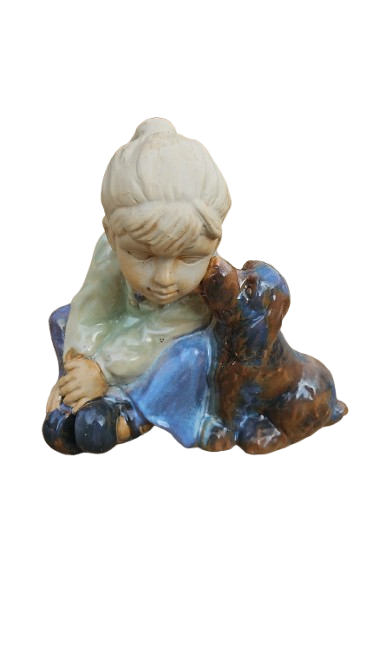 Ceramic Girl With Dog Decoration