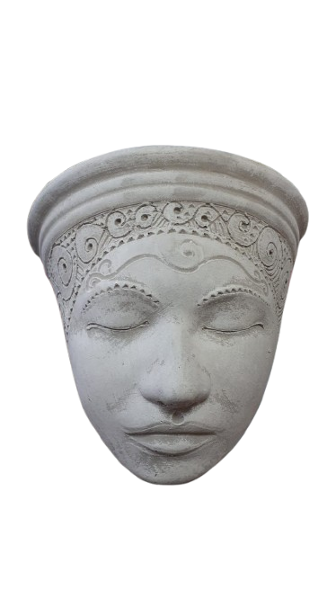 Small African Head Cement Wall Planter