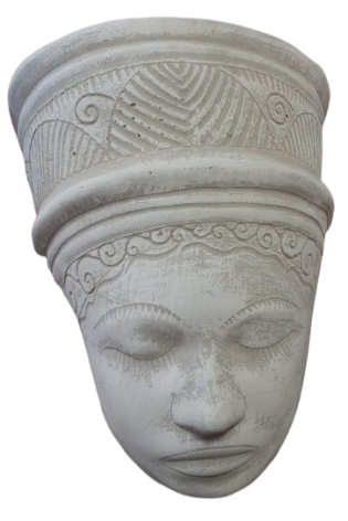 Large African Head Cement Wall Planter