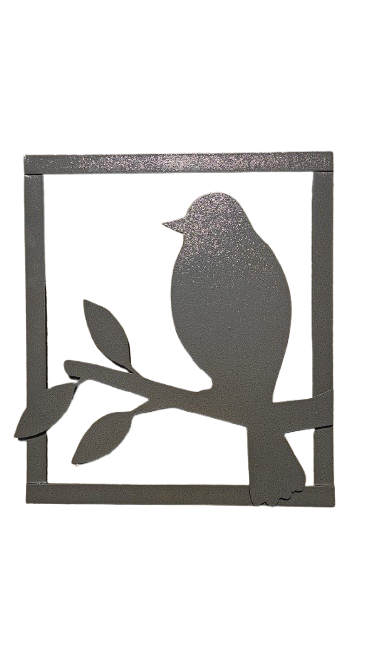 Metal Bird in Frame Ornament