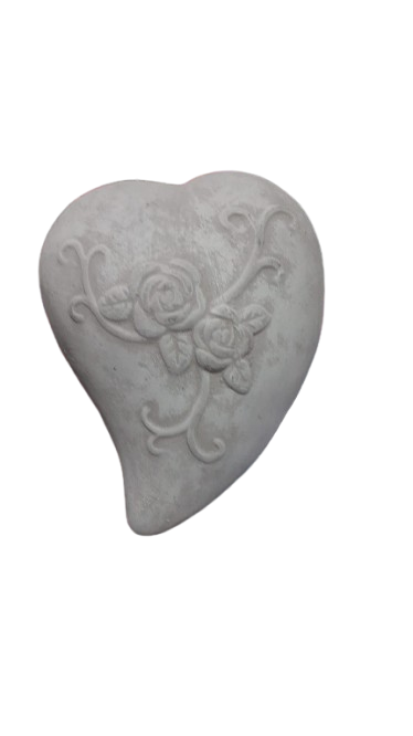 Heart With Rose Cement Ornament