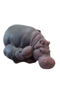 Big Hippo With Calf Concrete Ornament