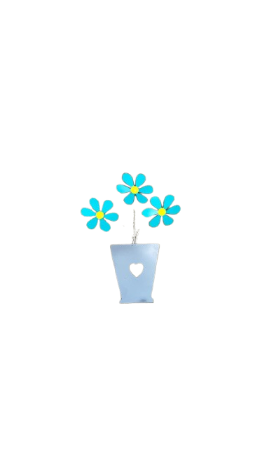 Heart Flower Pot Metal Ornament