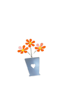 Heart Flower Pot Metal Ornament