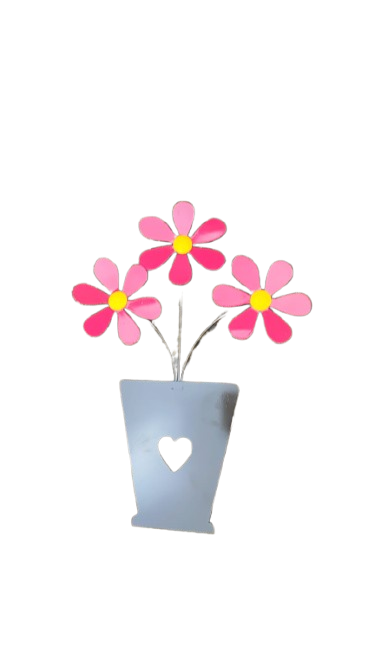 Heart Flower Pot Metal Ornament