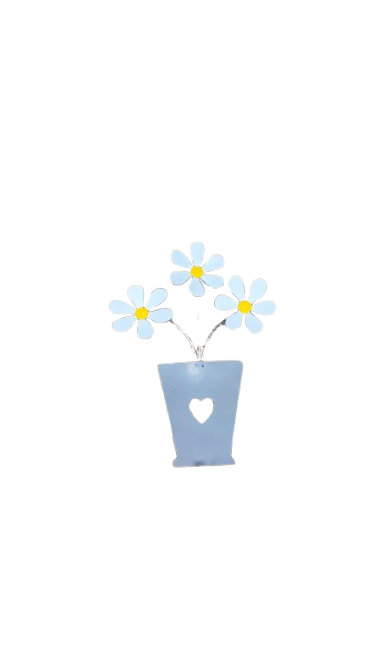 Heart Flower Pot Metal Ornament