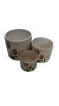 3-Piece White Floral Ceramic Pot Set