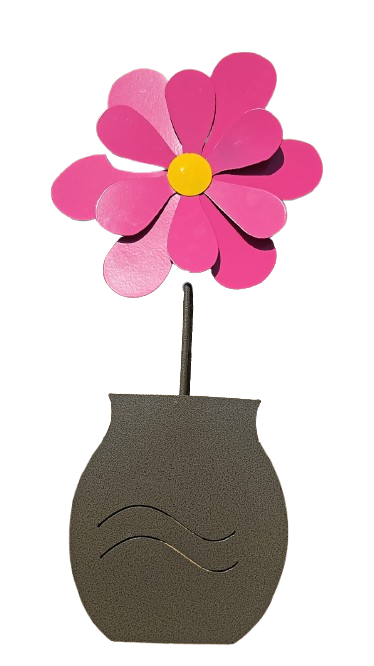 Metal Whimsical Flower Pot Ornament