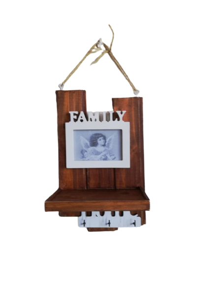 Wall Shelve brown with family picture frame